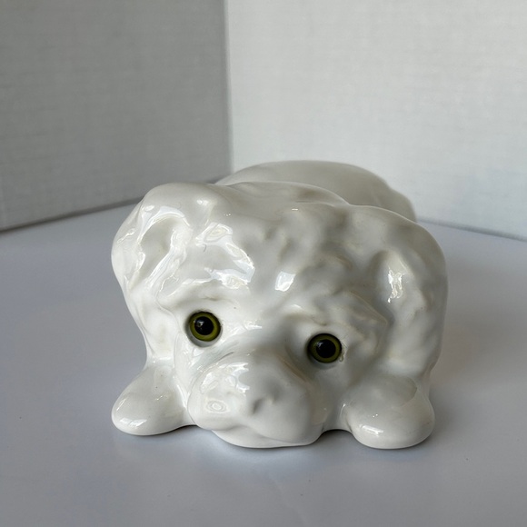 Adorable White Puppy w Big Green Eyes "The Collectables #402" Canadiana Pottery - Picture 7 of 10